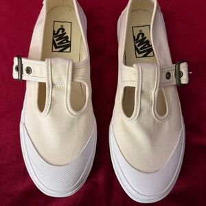 Vans Women's Cream Buckle Canvas Sneakers